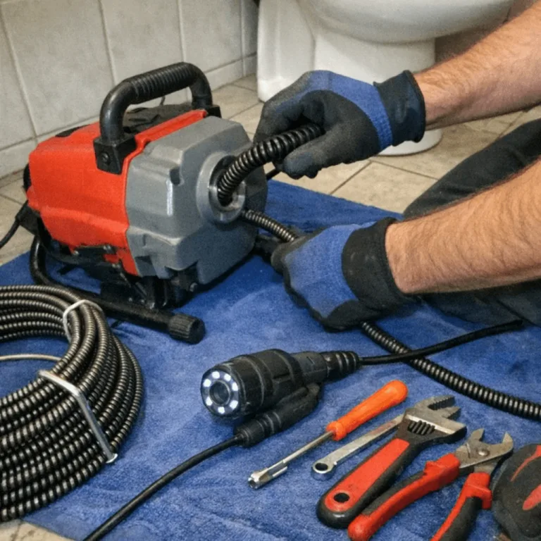 Fachmann für Rohrreinigung bei der Arbeit